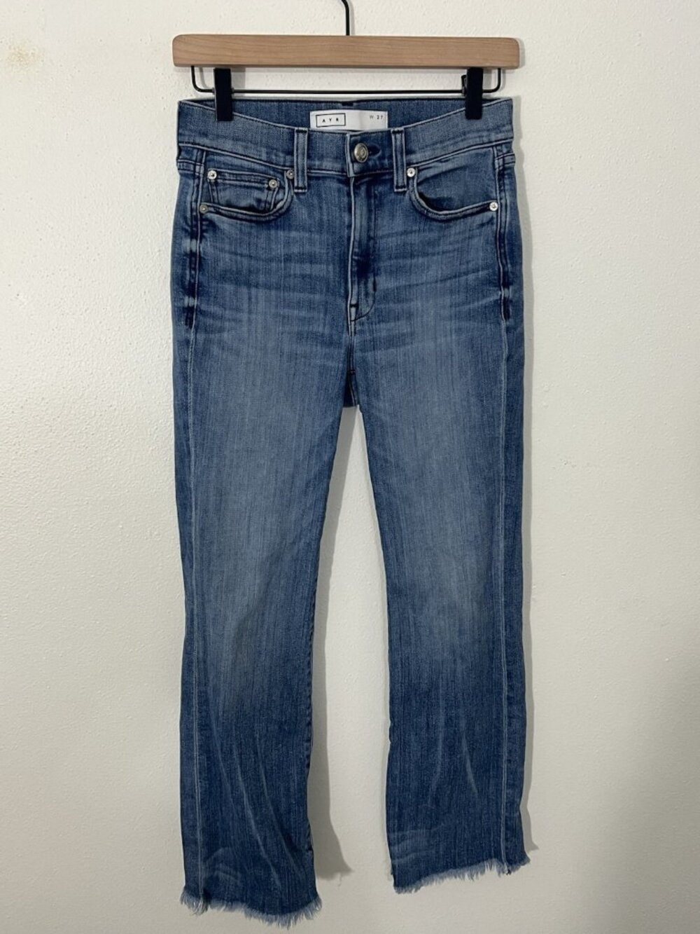 AYR The Bomb Pop Straight Leg Raw Hem Cropped Jeans Size 27